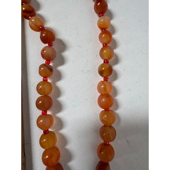 Vintage Carnelian Beaded Necklace With Barrel Clasp 22 Inches Long Warm Tones - Picture 4 of 15
